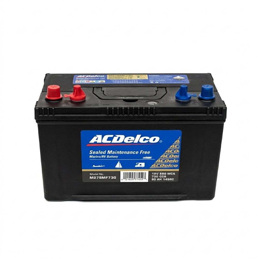 BATERÍA 90 AH 730 CCA 12 V BORNE DOBLE MARINA POSITIVO IZQUIERDO AC DELCO