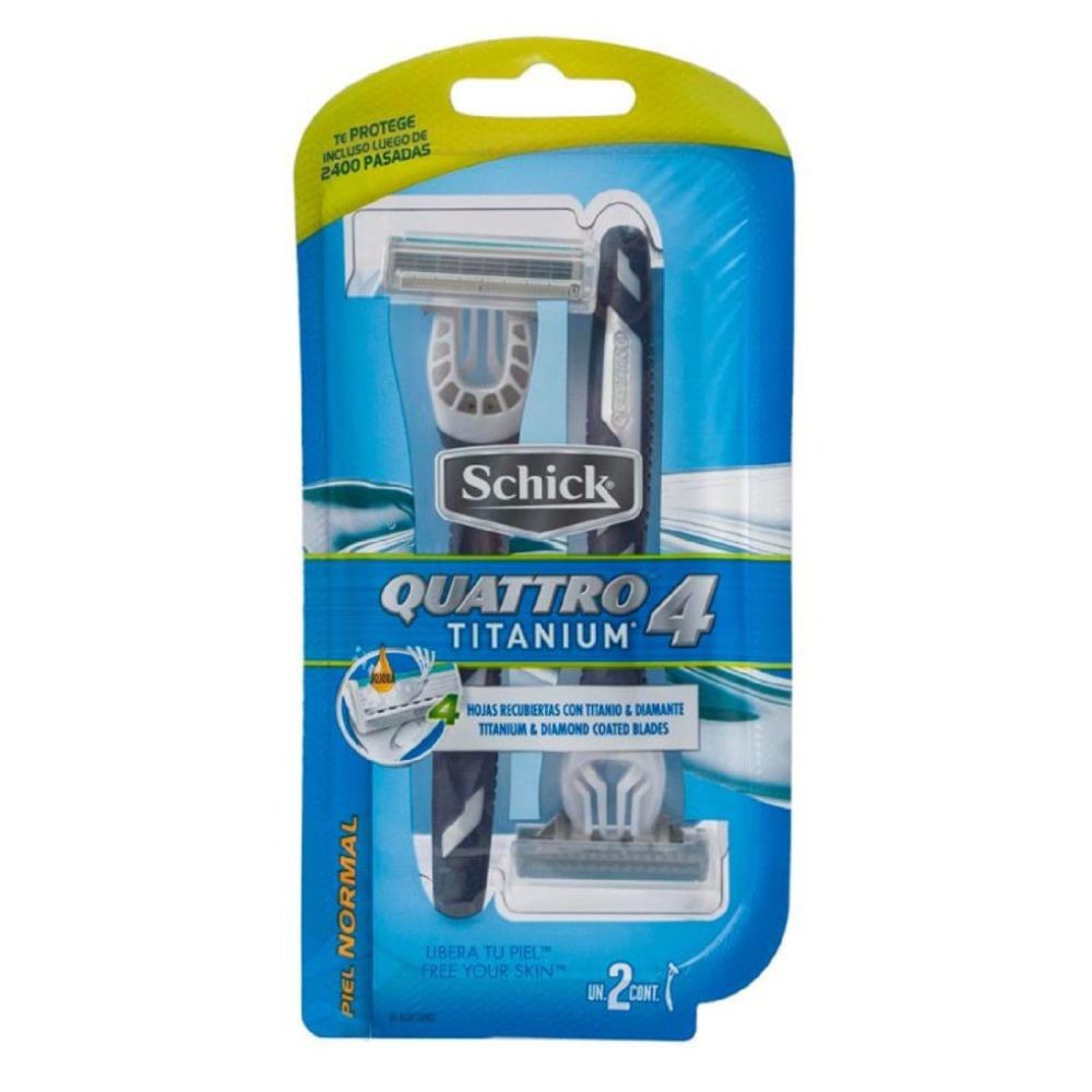 SCHICK QUATTRO DESECHABLE 2 UNID TITANIUM HOMBRE