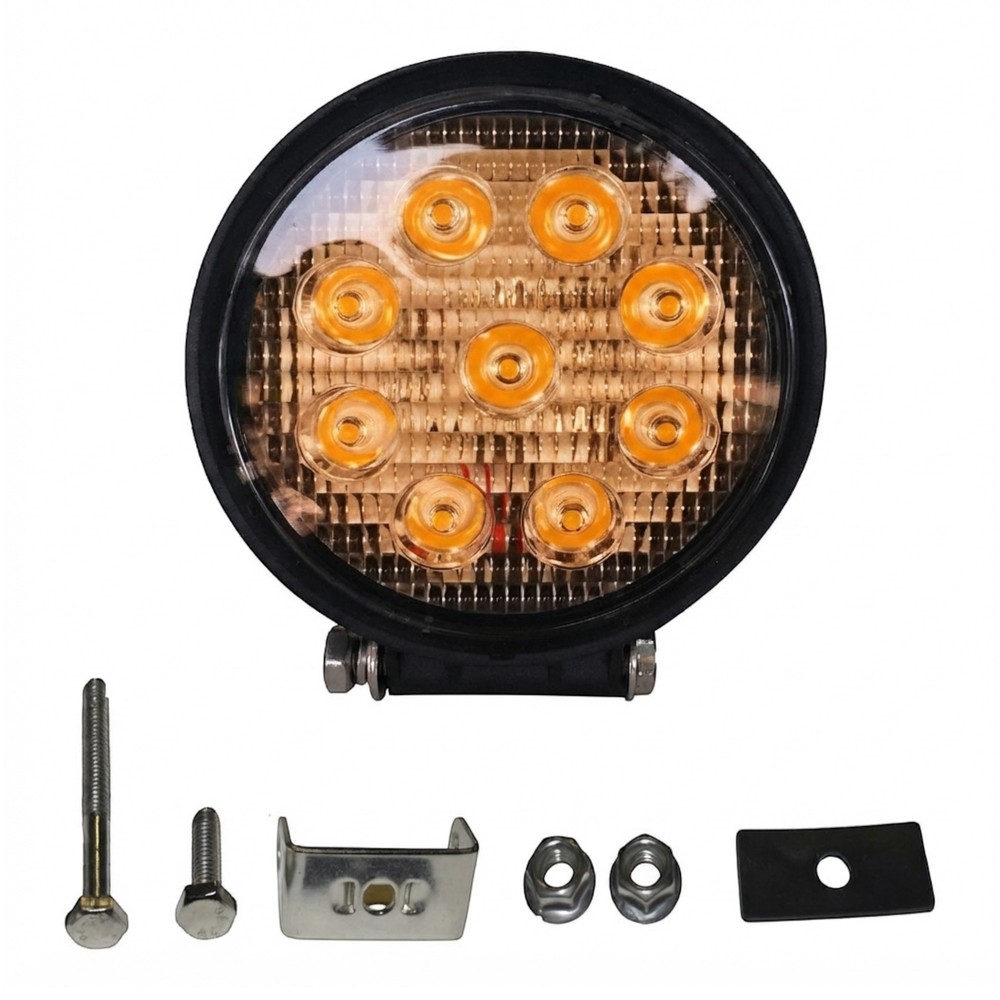 FOCO FAENERO REDONDO LED AMBAR  9 A 32 VOLTS