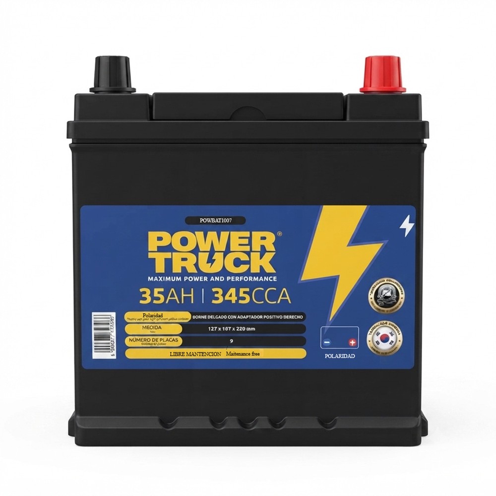 Batería 35 Ah 345 CCA borne delgado con adaptador