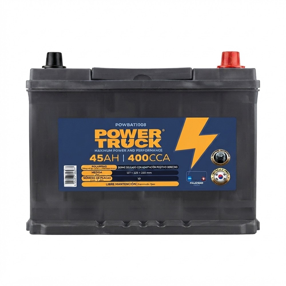 Batería 45 Ah 400 CCA borne delgado con adaptador