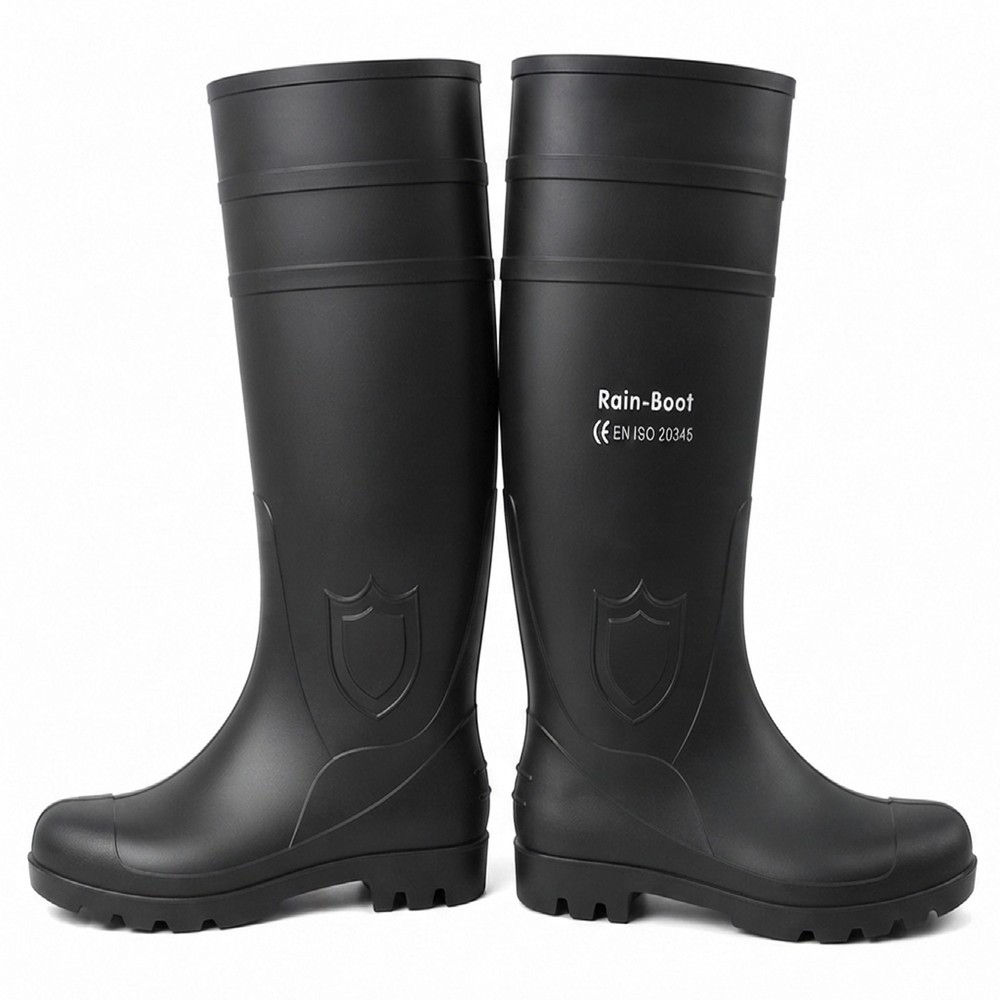 Bota de pvc con punta y planta de acero ms negra talla 45