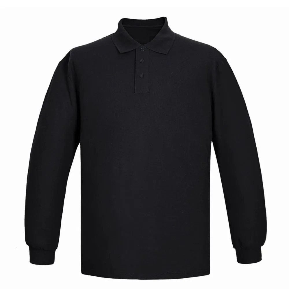 Polera piqué manga larga negra maxclothes talla xl