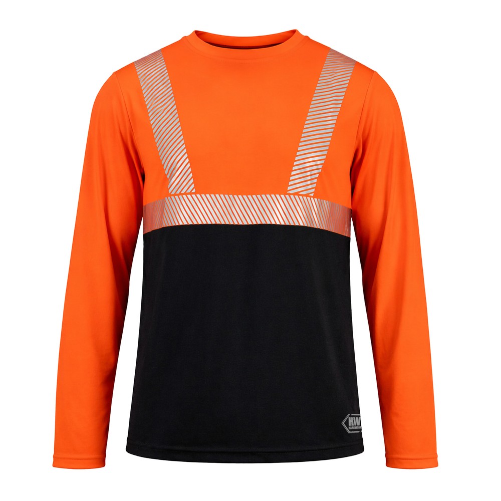 Polera reflectante manga larga naranja flúor hardwork talla l