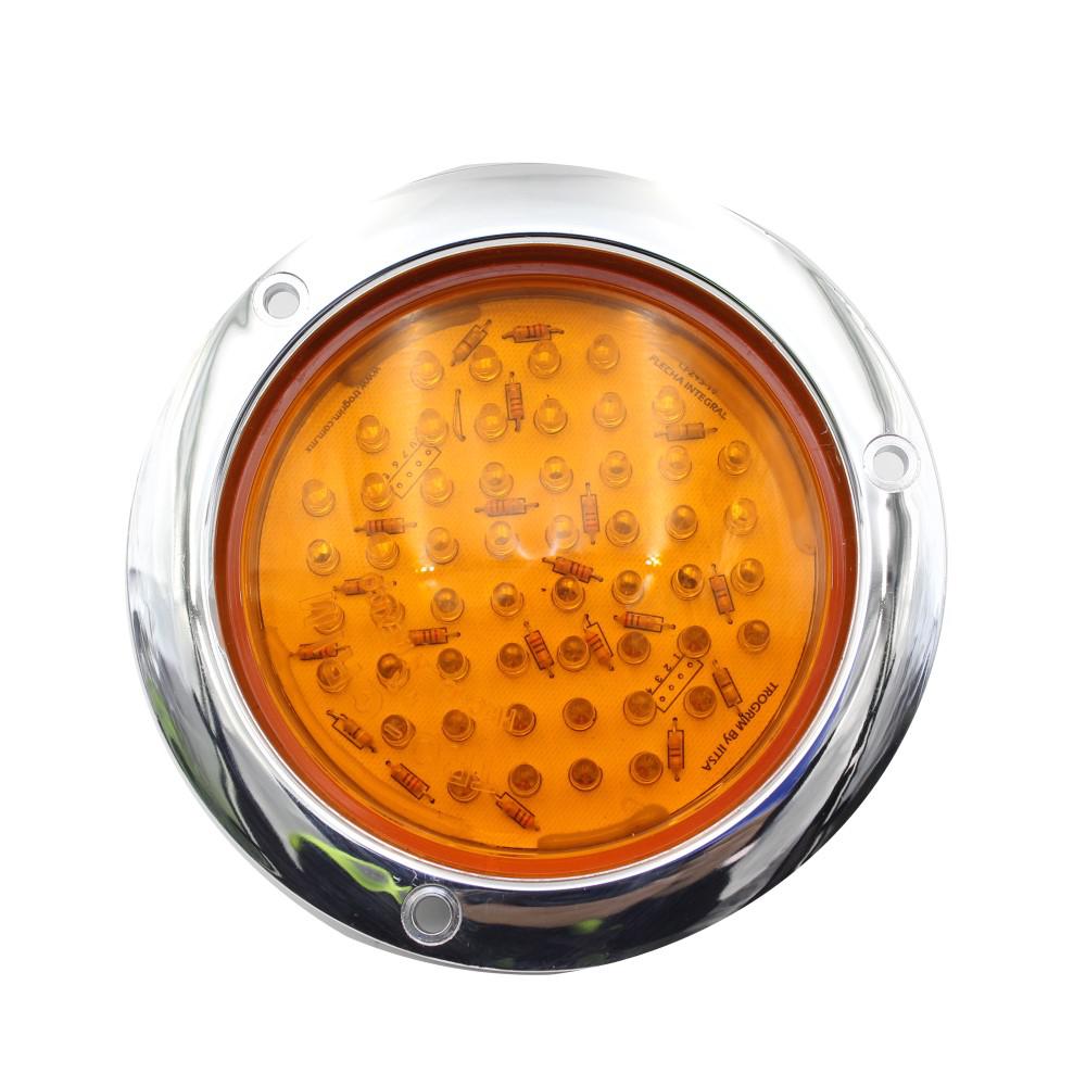 FOCO TRASERO LED 4 PULG AMBAR BI-VOLTAJE 12 Y 24  VOLTS