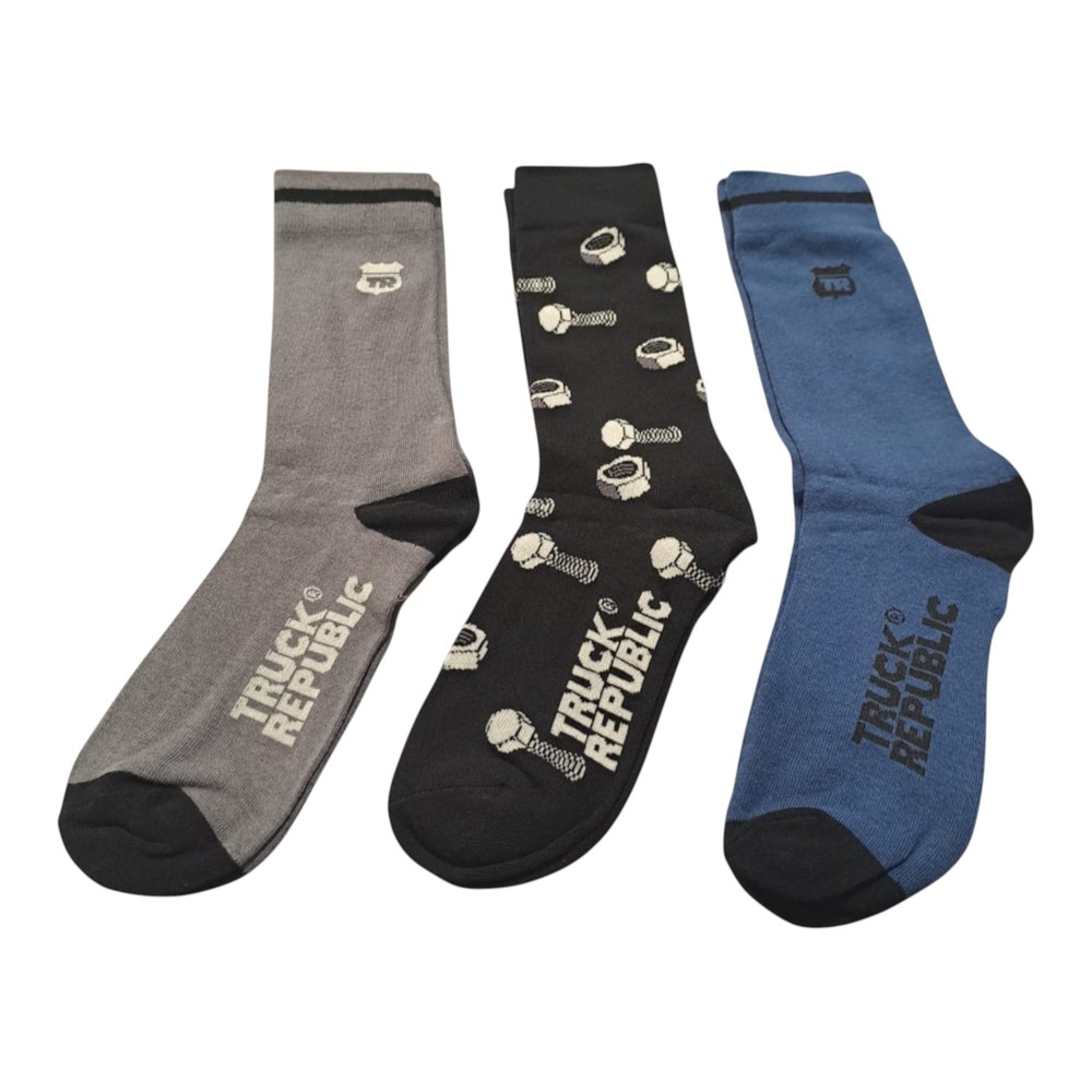 CALCETINES TRIPACK PERNOS NEGRO TALLA ÚNICA