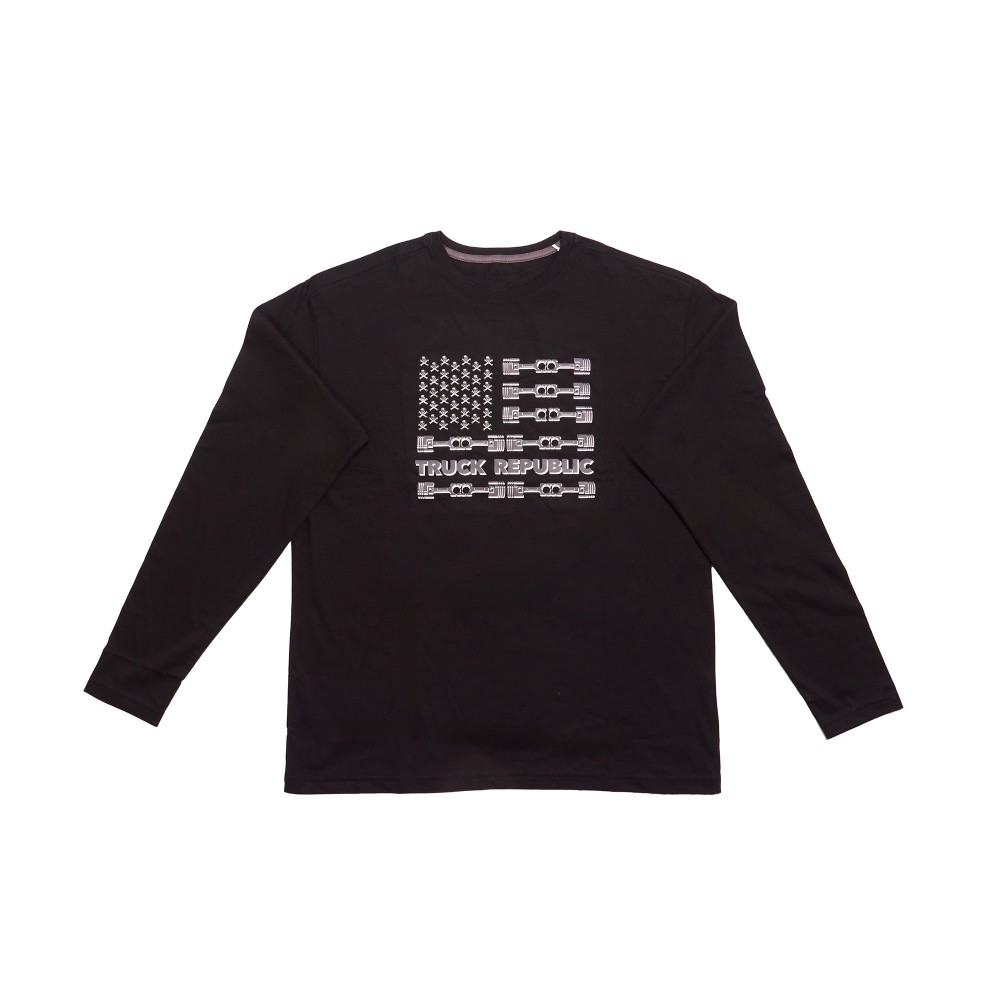 POLERA MANGA LARGA  NEGRO BANDERA PISTONES TR TALLA L