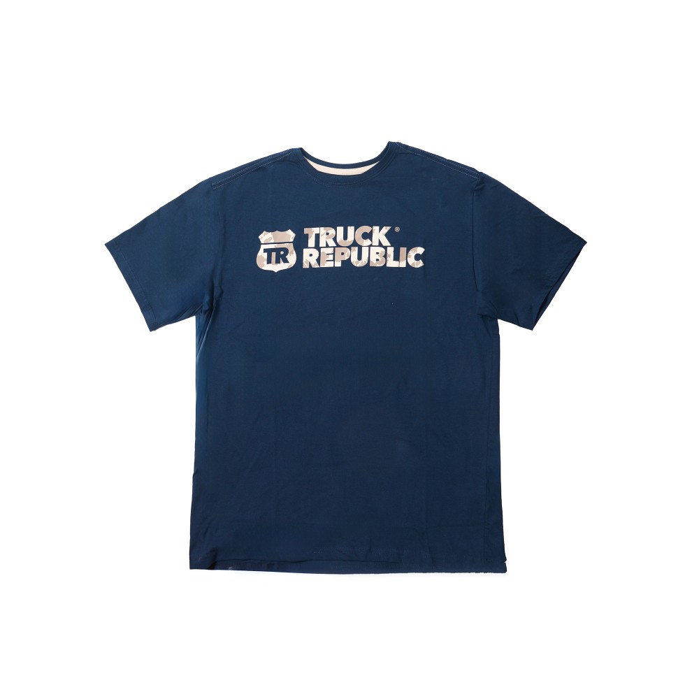 POLERA MANGA CORTA AZUL HOJAS TR TALLA M