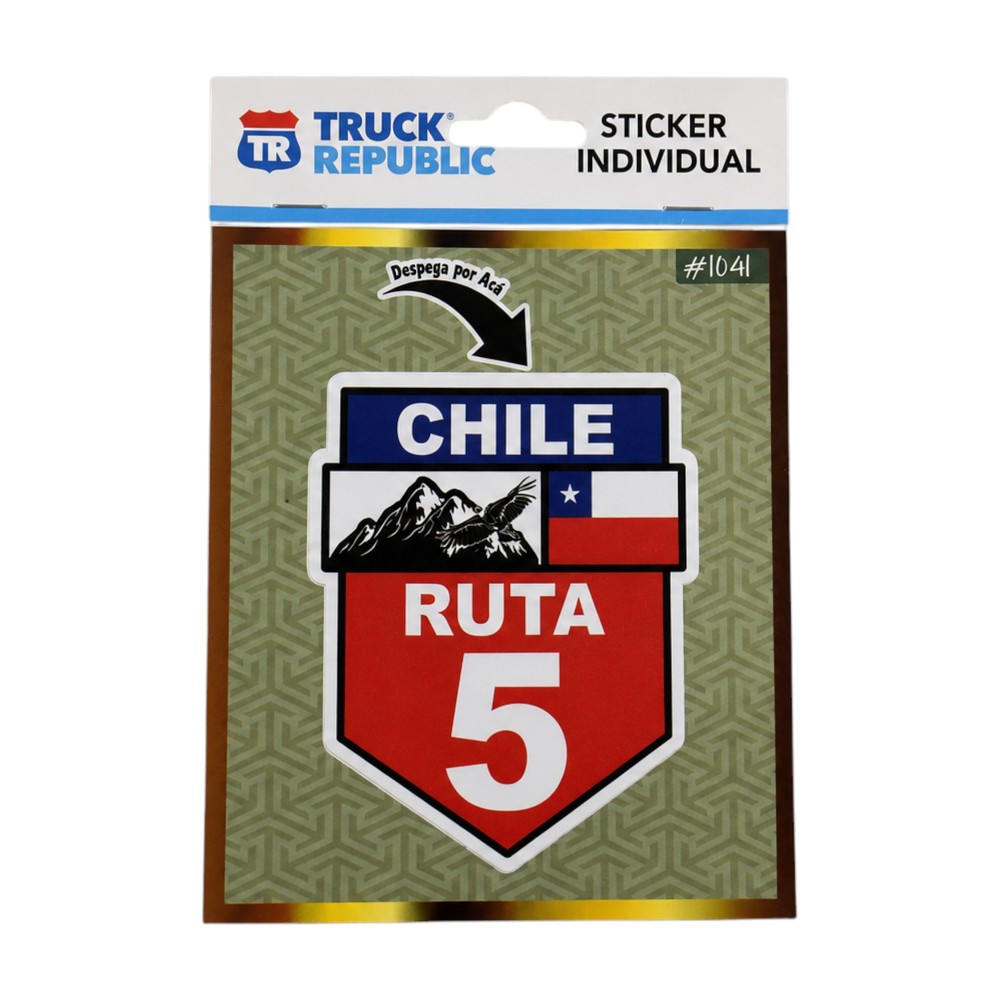 STICKER INDIVIDUAL RUTA 5 BANDERA CHILE