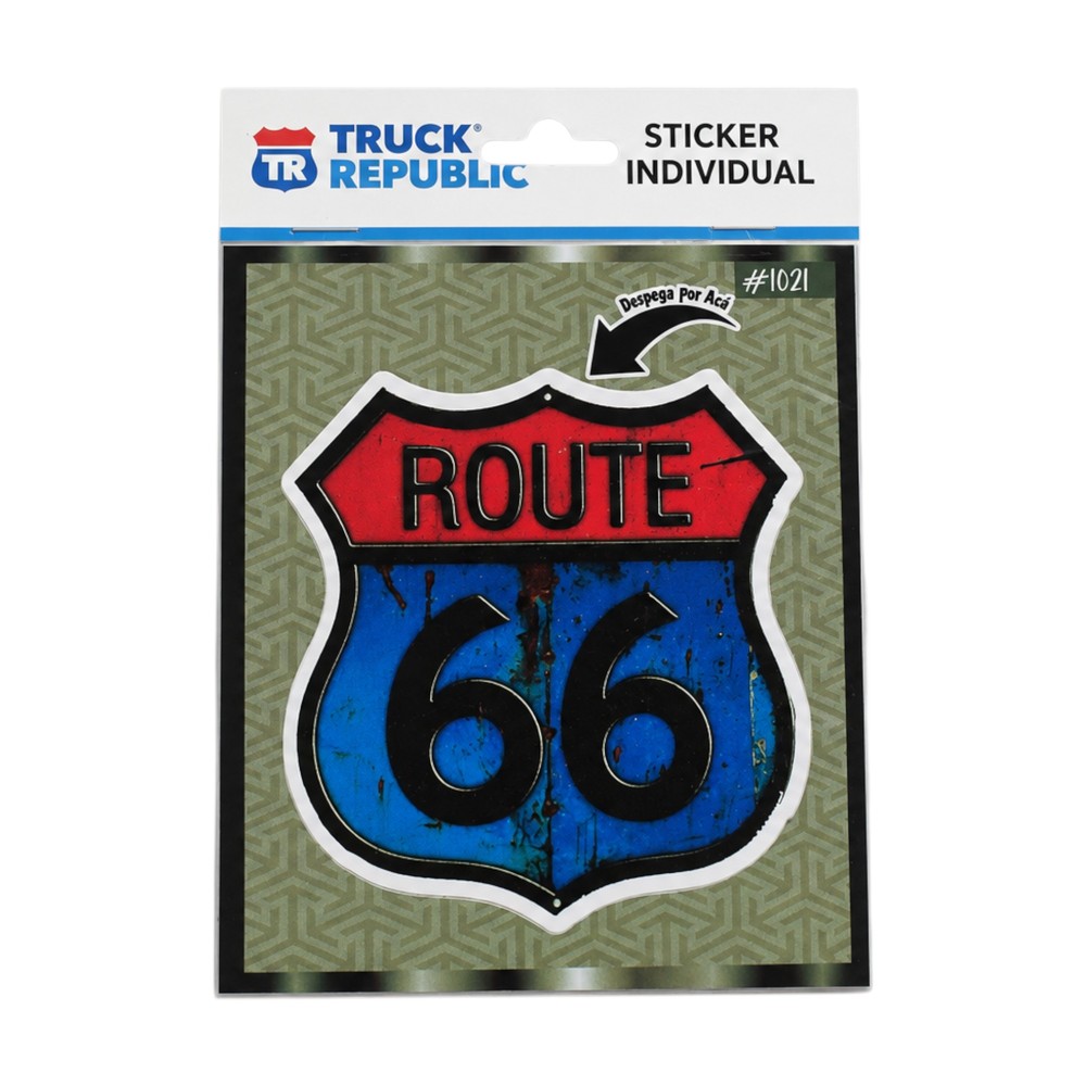 STICKER INDIVIDUAL RUTA 66 AZUL Y ROJO