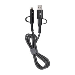 CABLE 4 EN 1 USB / TIPO-C / LIGHTNING - 1 MTS