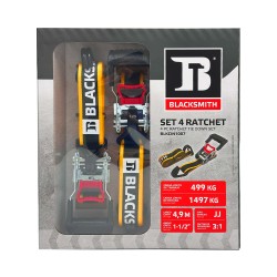 SET 4 RATCHET 1-1/2 GANCHO JJ  4.9 MT 1.497 KG.