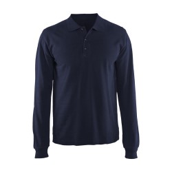 POLERA PIQUE MANGA LARGA AZUL TALLA XXL