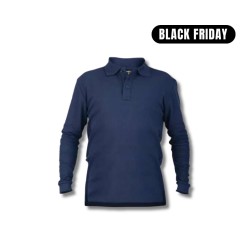 POLERA PIQUE MANGA LARGA AZUL TALLA XXL
