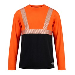 Polera reflectante manga larga naranja flúor hardwork talla m