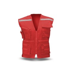 CHALECO GEOLOGO GABARDINA ROJO TALLA XXL