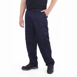 PANTALÓN POPLIN TIPO CARGO SIN FORRO AZUL, TALLA L