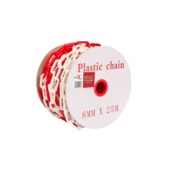 CADENA PLASTICA ROJO-BLANCA 25 MTS - ROLLO