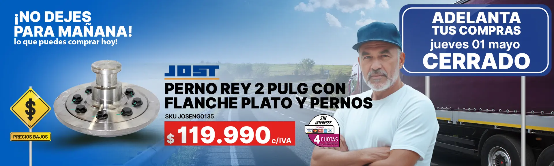Perno rey 2" con flanche