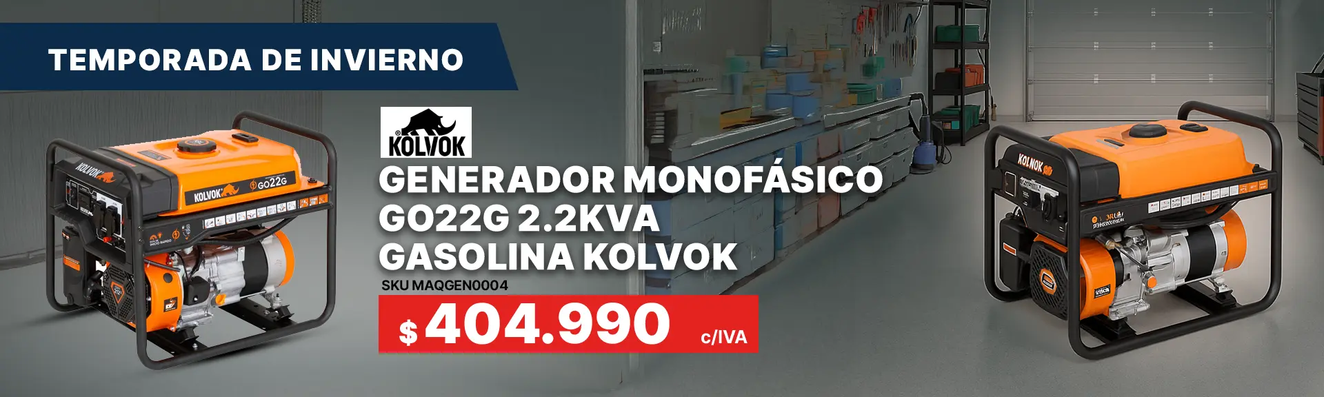 Generador monofasico go22g 2.2kva gasolina kolvok MAQGEN0004 