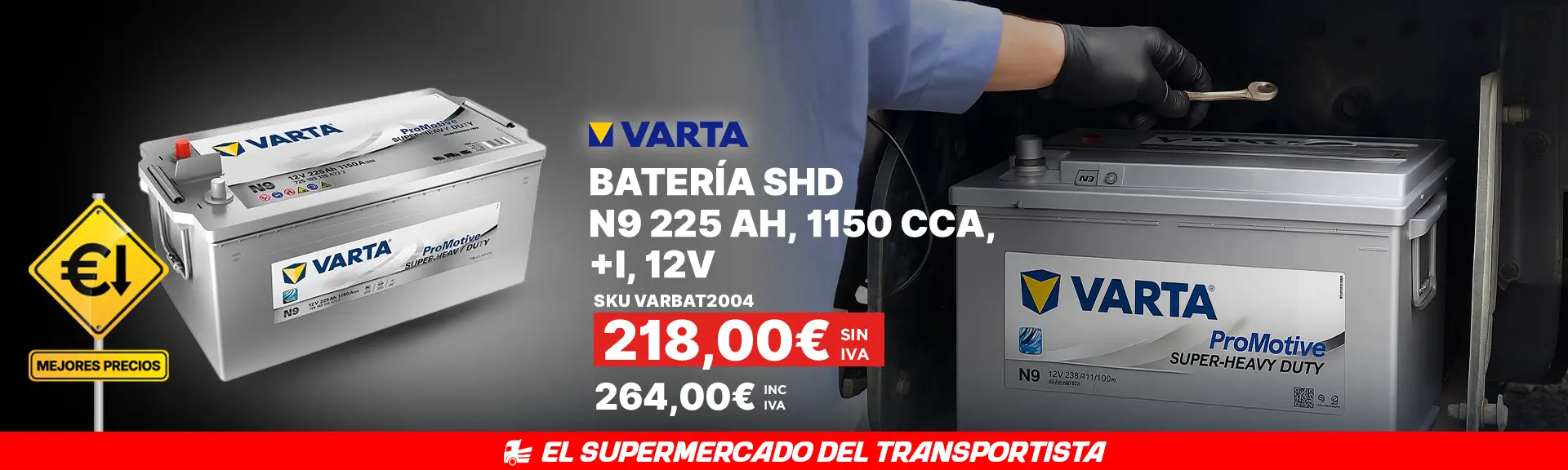 Batería SHD N9 225 Ah, 1150 CCA, +I, 12v