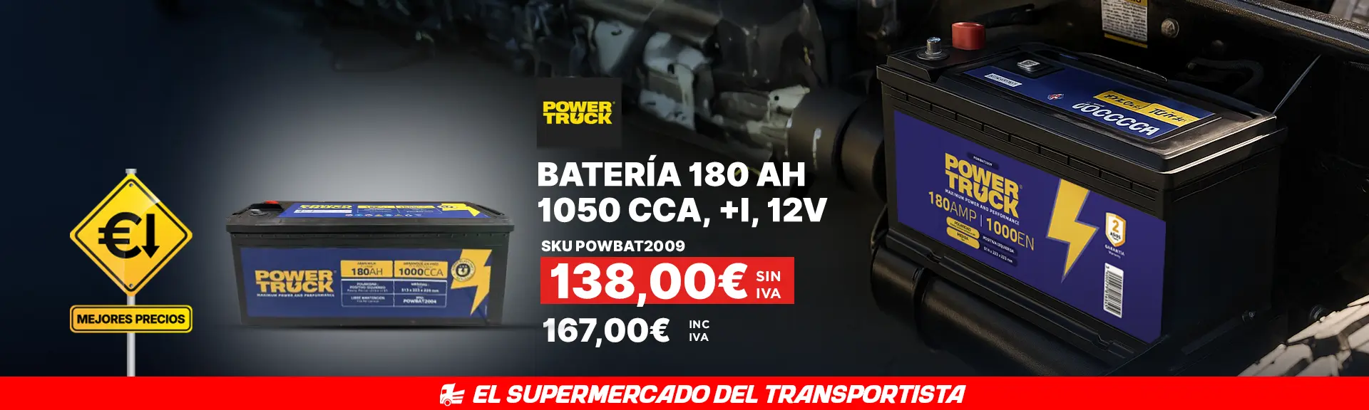 Bateria 180 ah 1050 cca, +i, 12v  powbat2009 