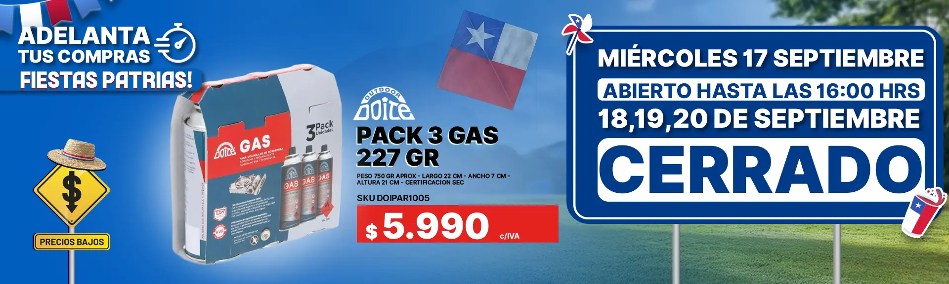 Pack 3 gas 227 gr DOIPAR1005