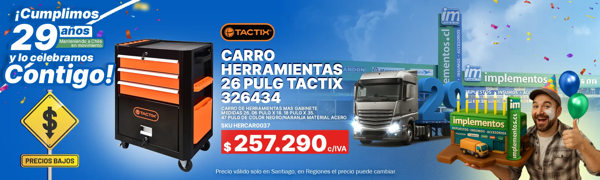 Carro herramientas 26 pulg tactix 326434   HERCAR0037 