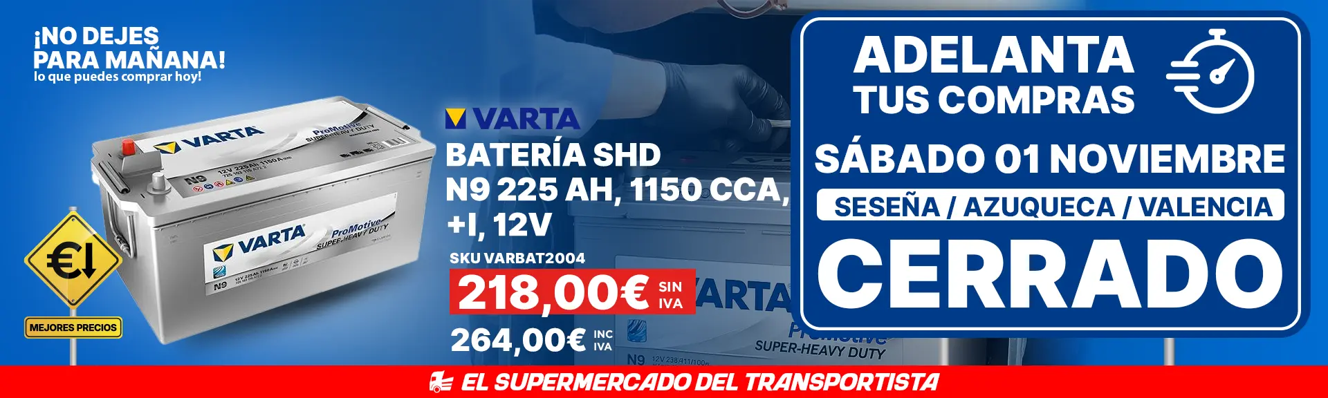 Batería shd n9 225 ah, 1150 cca, +i, 12v varbat2004 ADELANTA TUS COMPRAS