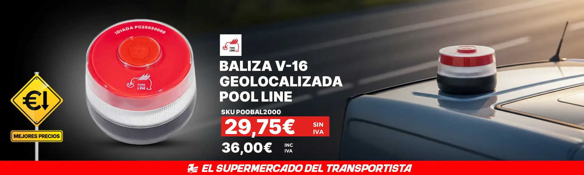 Baliza v-16 geolocalizada pool line POOBAL2000